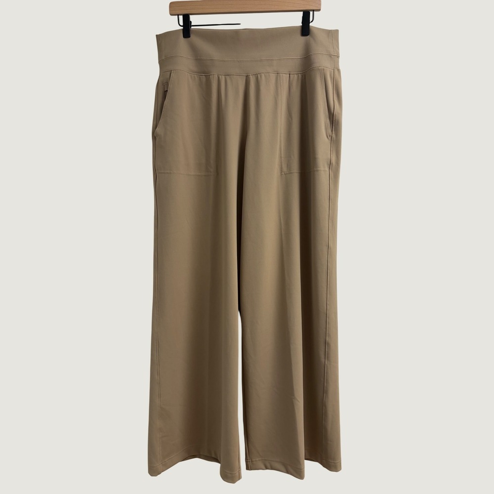 Athleta Venice High Rise Wide Leg Pants Umber Khaki Tan Brown XL 982868-13